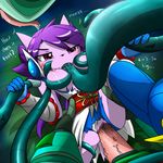  2017 blush breasts dragon female freedom_planet hair kenjikanzaki05 penis purple_hair pussy sash_lilac tentacles video_games 