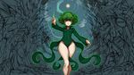  angry breasts covered_navel curly_hair green_eyes green_hair highres hips looking_at_viewer moon one-punch_man short_hair small_breasts solo tatsumaki the_golden_smurf thick_thighs thighs 