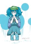  blue_hair blue_hat hat kawashiro_nitori md5_mismatch milkyteaart self_upload smile touhou white_background 