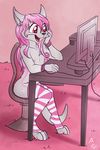  2017 clothing cuntboy desk female fuf hair intersex legwear pink_hair pyravia socks 