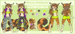  2014 anthro barefoot breasts clothed clothing digitigrade feline female fur lynx mammal midriff model_sheet navel neotheta orange_fur purple_eyes solo spotte_fur 