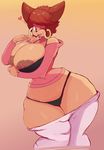  anthro areola big_breasts breasts canine clothed clothing disney goof_troop huge_breasts imago_ic mammal nipples peg_pete solo sweat thick_thighs wide_hips 