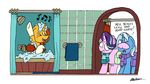  2017 bathing bathroom bobthedalek english_text equine female feral friendship_is_magic group hair horn mammal multicolored_hair my_little_pony simple_background singing starlight_glimmer_(mlp) sunburst_(mlp) text trixie_(mlp) two_tone_hair unicorn white_background 