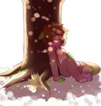  brown_fur brown_hair brown_nose child cub drooling eyes_closed fur furfit green_fur hair male mammal mustelid nipples nude otter pawpads rusty_(darkrusty) saliva sitting sleeping solo tree young 