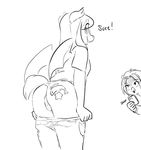  anthro butt camel_toe clothed clothing english_text equine fan_character female glacierclear hi_res horse looking_back mammal my_little_pony panties simple_background smile text underwear white_background 