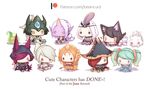  ahri animal_ears aqua_hair artist_name beancurd black_cape black_eyes black_hair black_hat black_skirt blue_dress blush_stickers cape chibi doll dress emilia_leblanc green_eyes grey_hair hair_over_one_eye hat headpiece heart hood horn knife kog'maw league_of_legends leona_(league_of_legends) multiple_girls nami_(league_of_legends) orange_hair patreon_logo patreon_username pink_hair pirate_hat pointy_ears ponytail purple_hair purple_skin red_eyes red_hair riven_(league_of_legends) sarah_fortune shield silver_hair skirt sona_buvelle soraka sword tabard twintails watermark weapon web_address white_hair xayah yellow_eyes zac 