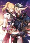  1girl animal_ears au_ra blonde_hair cat_ears dark.h dragon_tail final_fantasy final_fantasy_xiv horns skirt smile tail thighhighs 