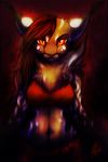  2014 anthro black_nose breasts clothed clothing feline hair lynx mammal neotheta red_eyes red_hair smile 