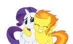  cutie_mark equine eyes_closed feral friendship_is_magic happy horn mammal my_little_pony rarity_(mlp) simple_background smile source_request spitfire_(mlp) teeth unicorn unknown_artist wonderbolts_(mlp) 