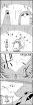  4koma comic commentary_request geta gohei greyscale hair_ornament hair_tubes highres holding karakasa_obake kochiya_sanae laundry_pole long_hair long_sleeves monochrome rain skirt smile snake_hair_ornament sun tani_takeshi tatara_kogasa tongue tongue_out touhou translation_request umbrella yukkuri_shiteitte_ne 