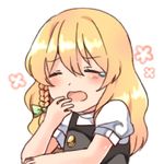  bangs blonde_hair blush braid buttons closed_eyes kirisame_marisa open_mouth resizing_artifacts reversed single_braid solo tears touhou vest wavy_hair yawning yururi_nano 