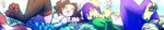  2014 4_toes anthro barefoot breasts brown_hair canine clothed clothing day digitigrade dog female grass green_eyes hair lying male mammal neotheta outside pawpads purple_hair raccoon smile toes yellow_eyes 