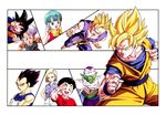  6+boys android_18 black_eyes black_hair blonde_hair blue_eyes blue_hair brothers bulma cape capsule crossed_arms dougi dragon_ball dragon_ball_z dress earrings father_and_son fighting_stance gloves green_eyes green_skin grin hand_on_forehead hands_on_own_cheeks hands_on_own_face happy highres jacket jewelry kuririn looking_at_viewer mother_and_son multiple_boys multiple_girls namek official_art open_mouth panels pants piccolo pointy_ears purple_hair red_shirt salute scarf serious shirt short_hair siblings smile son_gohan son_gokuu son_goten super_saiyan tongue tongue_out trunks_(dragon_ball) turban vegeta white_background white_pants wristband 