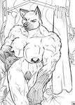  breasts female fur grumpy hyena mammal max_blackrabbit monochrome muscular muscular_female nipples nude pubes pussy shower sketch wet wet_fur 