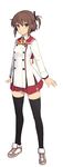  black_legwear brown_hair closed_mouth etou_kanami full_body hair_between_eyes hair_ribbon half_updo highres looking_at_viewer minoseki_gakuin_uniform official_art one_side_up pleated_skirt ribbon sailor_collar shizuma_yoshinori shoes short_hair simple_background skirt smile sneakers solo standing thighhighs toji_no_miko white_background yellow_eyes zettai_ryouiki 