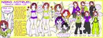  2014 4_toes 5_fingers anthro blue_eyes brown_hair cat clothed clothing digitigrade english_text feathered_wings feathers feline female fur hair mammal model_sheet neotheta purple_hair solo text toes white_feathers white_fur wings 