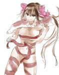  bow breasts capelet cleavage hair_bow kusugu large_breasts long_hair naked_ribbon navel noihara_himari omamori_himari ponytail ribbon sketch smile solo 