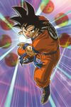  black_eyes black_hair boots dougi dragon_ball dragon_ball_(object) energy energy_ball fighting_stance kamehameha looking_at_viewer male_focus official_art open_mouth purple_background serious solo son_gokuu spiked_hair wristband 