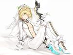  bodysuit fate/grand_order heels no_bra open_shirt saber_bride saber_extra silver_(chenwen) sword 