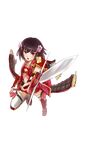  boots brown_hair flower full_body hair_flower hair_ornament holding holding_spear holding_weapon kawamatsu_yoshinori midriff navel official_art open_mouth oshiro_project oshiro_project_re polearm red_eyes shinpu_(oshiro_project) short_hair solo spear thigh_boots thighhighs transparent_background weapon 
