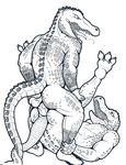  anal anal_penetration crocodile crocodilian cum lying male male/male missionary_position on_back penetration penis reptile scalie sex skawinski standing 