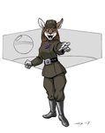  2017 belt boots brown_hair cervine clothing death_star deer female footwear gloves hair imperial_officer khakis looking_at_viewer mammal megan_giles military officer open_mouth pointing science_fiction space star_wars uniform 