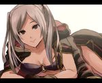  bikini breasts brown_eyes cape commentary_request female_my_unit_(fire_emblem:_kakusei) fire_emblem fire_emblem:_kakusei fire_emblem_heroes highres hood kometubu0712 long_hair looking_at_viewer medium_breasts my_unit_(fire_emblem:_kakusei) smile solo swimsuit twintails white_background white_hair 
