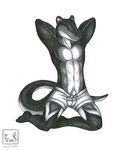  2016 animal_genitalia anthro athletic azalea_(artist) boxer_briefs cetacean clothed clothing countershade_face countershade_tail countershade_torso countershading feet front_view full-length_portrait fully_sheathed fur greyscale hands_behind_head humanoid_feet kneeling long_tail looking_at_viewer male mammal marine markings monochrome mostly_nude navel pakicetus pencil_(artwork) penis pinup poking_out portrait pose seductive sheath simple_background sitting socks_(marking) solo topless traditional_media_(artwork) underwear watermark whiskers white_background 
