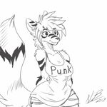  anthro breasts canine clothed clothing female fur greyscale hair hands_behind_back hi_res mammal monochrome neon-b solo standing wide_hips 