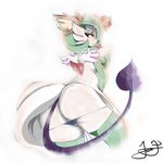  breasts butt clothed clothing demon exposed_vagina female fur gardevoir hand_on_breast holding_breast hybrid looking_at_viewer nintendo open_mouth panties pok&eacute;mon pussy simple_background solo underwear unknown_(disambiguation) video_games white_background wings 