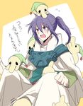  1boy blush cloak gnome hat keele_zeibel open_mouth ponytail purple_eyes purple_hair tales_of_(series) tales_of_eternia 