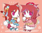  2girls artist_request cat cat_busters furry multiple_girls open-mouth red_eyes red_hair 