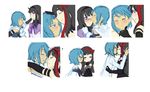  akemi_homura akuma_homura black_hair blue_eyes blue_hair kiss long_hair magical_girl mahou_shoujo_madoka_magica miki_sayaka purple_eyes short_hair vividgrim yuri 