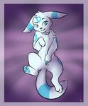 2017 canine digital_drawing_(artwork) digital_media_(artwork) eeveelution female feral front_view full-length_portrait fur kimbasnowpaw lighty looking_at_viewer mammal nintendo pok&eacute;mon portrait pussy shaded simple_background smile solo umbreon video_games white_fur 
