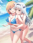  bikini breast_grab mizuha_(zxass0612) rokudenashi_majutsu_koushi_to_kinki_kyouten rumia_tingel sistina_fibel swimsuits yuri 