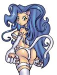  animal_humanoid blue_hair breasts butt cat_humanoid clothed clothing darkstalkers felicia_(darkstalkers) feline female hair human humanoid looking_back mammal purity side_boob skimpy solo under_boob video_games 
