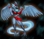  anthro anthrofied articuno avian bird blue_feathers breasts clothed clothing feathers female legendary_pok&eacute;mon nintendo pok&eacute;mon purity red_eyes skimpy solo video_games wide_hips 