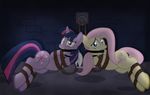  ball_gag bdsm blue_eyes bondage bound collar duo equine female fluttershy_(mlp) friendship_is_magic gag hair horn horse mammal my_little_pony pink_hair pony purple_eyes purple_hair radiantrealm twilight_sparkle_(mlp) unicorn 