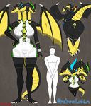  2016 3_heads 4_toes 5_fingers andrea_lexin anthro big_breasts big_feet bikini black_skin blue_eyes blush breasts butt claws clothed clothing collar conjoined dragon dress eyelashes faceless_male fangs feet female green_eyes hand_on_hip hi_res human hydra legwear looking_at_viewer looking_back male mammal membranous_wings model_sheet multi_head nnecgrau raised_tail red_eyes scalie spikes standing stockings swimsuit thick_thighs thigh_highs toe_claws toeless_stockings toes wings yellow_skin 