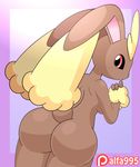  2017 3_fingers alfa995 animated anthro back_boob big_butt big_ears black_sclera breasts brown_fur butt female fur lagomorph looking_at_viewer looking_back lopunny mammal nintendo nude open_mouth pink_nose pok&eacute;mon presenting presenting_hindquarters rabbit red_eyes shaking_butt solo standing teeth tongue video_games yellow_fur 