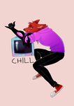  amber_eyes anthro black_fur canine clothed clothing daflummify digital_media_(artwork) fox fur hi_res male mammal pyrocynical red_fur solo television 