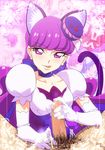 1girl animal_ears cat_ears cat_tail choker clothed_female_nude_male cum cum_in_mouth cum_on_gloves cum_on_tongue cure_macaron earrings elbow_gloves extra_ears food_themed_hair_ornament gloves hair_ornament handjob hetero jewelry kirakira_precure_a_la_mode kotozume_yukari licking_lips long_hair looking_at_viewer macaron_hair_ornament magical_girl male_pubic_hair mushiro_(nijie728995) nude penis pov precure pubic_hair purple_eyes purple_hair tail tongue tongue_out white_gloves 