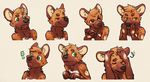  ! 2017 4_fingers african_wild_dog anthro black_nose blush brown_fur calem_(ruddrbtt) canine digital_media_(artwork) eyebrows eyes_closed fur green_eyes half-closed_eyes head_tuft inner_ear_fluff male mammal multicolored_fur multiple_images nervous open_mouth shocked sicklyhypnos simple_background snout solo sweat tan_fur white_background white_fur 