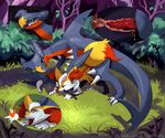  &lt;3 2017 all_fours anthro blush braixen cum cum_in_pussy cum_inside cum_on_ground detailed_background duo erection female garchomp grass internal interspecies leaking male male/female nature nintendo outside penetration penis pok&eacute;mon sex size_difference snak_attack vaginal vaginal_penetration video_games 