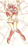  1girl artist_request fandora female midriff mujigen_hunter_fandora skirt solo spider_web 