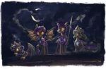  2017 armor bat_pony female friendship_is_magic group male melee_weapon moon my_little_pony night plainoasis polearm shadowbolt shadowbolts_(mlp) spear weapon 