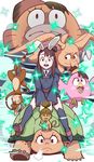  animalization asymmetrical_bangs bangs bird blunt_bangs boots brown_hair bunny_ears bunny_nose elephant fish grail kagari_atsuko little_witch_academia monkey mouse multiple_persona red_eyes robe short_ponytail sitting sparkle turtle uganda wide_sleeves 