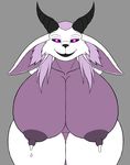  anthro big_breasts big_ears black_horn breasts bust_(disambiguation) claws dragon exotic female fur furred_dragon horn huge_breasts inner_ear_fluff karnator_(artist) lactating leaking looking_at_viewer mammal milk nipples presenting presenting_breasts purple_nipples purple_skin pussy simple_background smile thick_thighs voluptuous white_fur wide_hips 