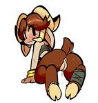  anus blush brown_fur brown_hair butt caprine cloven_hooves female female_focus fur goat hair hi_res hooves horn humanoid looking_back mammal notepaddy pussy pussy_juice pussy_juice_drip rear_view satyr simple_background solo solo_focus white_background 