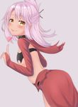  :p blush breasts chloe_von_einzbern dark_skin eyebrows_visible_through_hair fate/kaleid_liner_prisma_illya fate_(series) heart highres index_finger_raised long_hair looking_at_viewer pink_hair reinama simple_background small_breasts smile solo tongue tongue_out yellow_eyes 